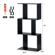 Load image into Gallery viewer, 3-tier S-Shaped Bookcase Free Standing Storage Rack Wooden
