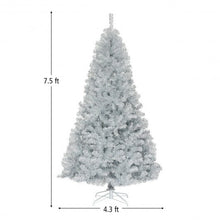 Load image into Gallery viewer, 7.5Ft Hinged Unlit Artificial Silver Tinsel Christmas Tree