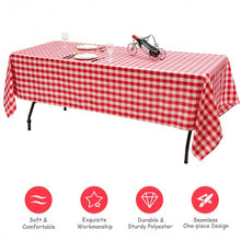 Load image into Gallery viewer, 10 Pcs 60" x 102" Rectangular Polyester Checker Kitchen Tablecloth-Red