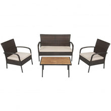 Load image into Gallery viewer, 4Pcs Patio Rattan Outdoor Conversation Set with Cushions