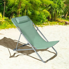 Load image into Gallery viewer, Portable Beach Chair Set of 2 with Headrest -Green