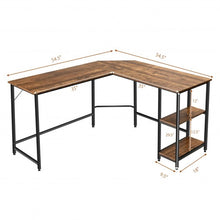 Load image into Gallery viewer, L Shaped Corner Computer Desk with Storage Shelves for Home Office Work-Brown