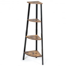 Load image into Gallery viewer, 4-Tier Corner Shelf Metal Storage Rack Bookcase Plant Display Stand