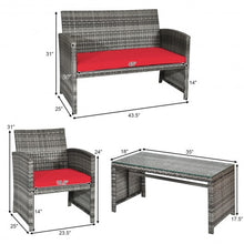 Load image into Gallery viewer, 4PCS Patio Rattan Furniture Set-Red