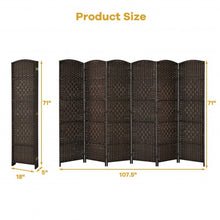 Load image into Gallery viewer, 6.5Ft 6-Panel Weave Folding Fiber Room Divider Screen-Brown