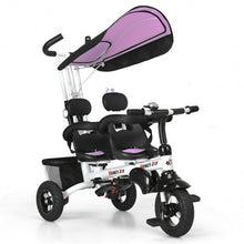 Load image into Gallery viewer, Twins Kids Baby Tricycle With Safety Double Rotatable Seat-Pink