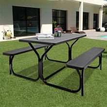 Load image into Gallery viewer, Outdoor Picnic Garden Party Table And Bench Set-Black