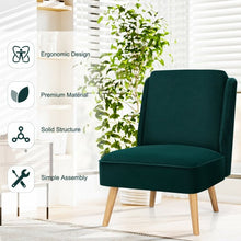 Load image into Gallery viewer, Velvet Accent Chair with Rubber Wood Legs for Living Room-Green