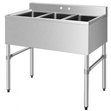 Load image into Gallery viewer, Stainless Steel Utility Sink with 3 Compartment Commercial Kitchen Sink