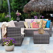 Load image into Gallery viewer, 4 pcs Rattan Wicker Furniture Set with Storage Box