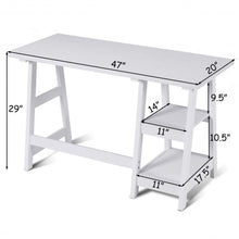 Load image into Gallery viewer, Modern Trestle Computer Desk Writing Laptop Table W/2 Open Tiers Shelves White-White
