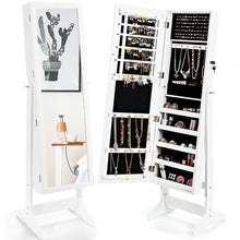 Load image into Gallery viewer, Jewelry Cabinet Stand Mirror Armoire with Large Storage Box-White