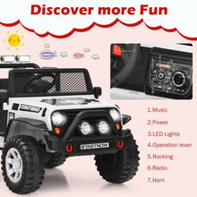 Load image into Gallery viewer, 12V Kids Remote Control Electric Ride On Truck Car with Lights and Music -White