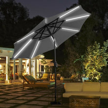 Load image into Gallery viewer, 9 Ft Patio Solar Powered Umbrella with LED Light-Gray