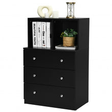 Load image into Gallery viewer, 3 Drawer Dresser with Cubbies Storage Chest for Bedroom Living Room-Black