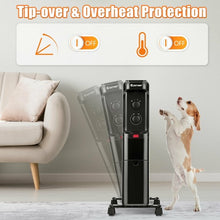 Load image into Gallery viewer, 1500W Oil Filled Portable Radiator Space Heater with Adjustable Thermostat-Black