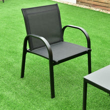 Load image into Gallery viewer, 4 pcs Patio Furniture Set with Glass Top Coffee Table-Black