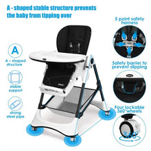 Load image into Gallery viewer, A-Shaped High Chair with 4 Lockable Wheels-Black