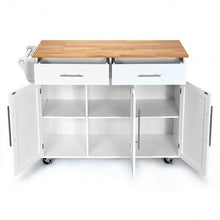 Load image into Gallery viewer, Kitchen Island Trolley Cart Wood Top Rolling Storage Cabinet-White