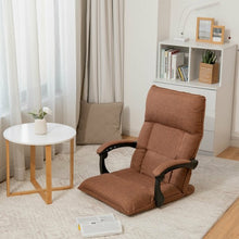 Load image into Gallery viewer, 14-Position Floor Chair Lazy Sofa with Adjustable Back Headrest Waist-Coffee