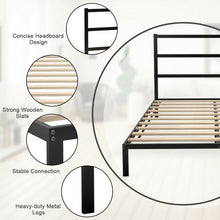 Load image into Gallery viewer, Queen Size Metal Bed Platform Frame with Headboard