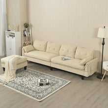 Load image into Gallery viewer, Convertible 4-Seat L-Shaped Sectional Sofa Couch with Storage Ottoman-Beige