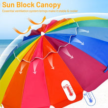 Load image into Gallery viewer, 8FT Portable Beach Umbrella with Sand Anchor and Tilt Mechanism for Garden and Patio-Multicolor