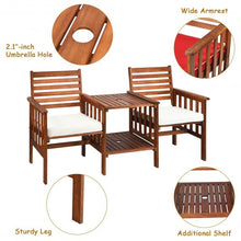 Load image into Gallery viewer, 3 pcs Outdoor Patio Table Chairs Set Acacia Wood Loveseat-White