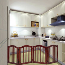 Load image into Gallery viewer, 4 Panels Folding Freestanding Wood Pet Dog Safety Gate-24"