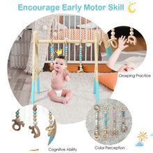 Load image into Gallery viewer, 3 Wooden Baby Teething Toys Hanging Bar-Blue