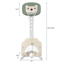 Load image into Gallery viewer, 3-in-1 Adjustable Kids Basketball Hoop Sports Set-Green