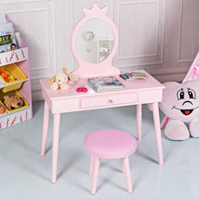 Load image into Gallery viewer, Kids Vanity Makeup Table & Chair Set Make Up Stool