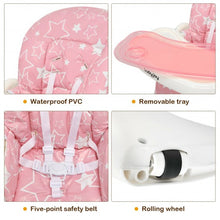 Load image into Gallery viewer, Folding Baby High Dining Chair with 6-Level Height Adjustment-Pink