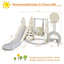 Load image into Gallery viewer, 6 in 1 Slide and Swing Set with Ball Games for Toddlers-White