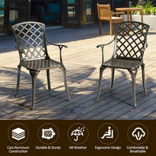 Load image into Gallery viewer, Outdoor Aluminum Dining Set of 2 Patio Bistro Chairs