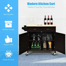 Load image into Gallery viewer, Modern Rolling Kitchen Cart Island with Wooden Top-Brown