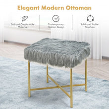 Load image into Gallery viewer, Faux Fur Ottoman Decorative Stool with Metal Legs