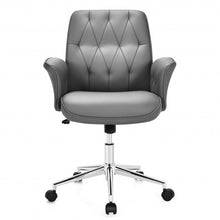 Load image into Gallery viewer, Modern Home Office Leisure Chair PU Leather Adjustable Swivel with Armrest-Gray