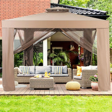 Load image into Gallery viewer, Canopy Gazebo Tent Shelter Garden Lawn Patio with Mosquito Netting-Coffee