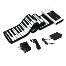 Load image into Gallery viewer, 61 Key Electronic Roll up Silicone Rechargeable Piano Keyboard-White