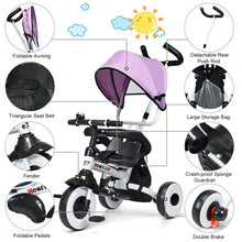 Load image into Gallery viewer, 4-in-1 Kids Baby Stroller Tricycle Detachable Learning Toy Bike-Pink