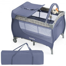 Load image into Gallery viewer, Foldable Baby Playard with Changing Station-Gray