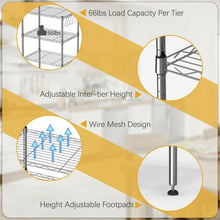 Load image into Gallery viewer, 4-Wire Shelving Metal Adjustable Storage Rack with Removable Hooks-Silver