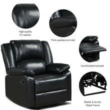 Load image into Gallery viewer, Recliner Chair Lounger Single Sofa for Home Theater Seating with Footrest Armrest-Black