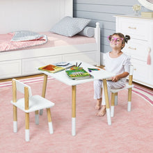 Load image into Gallery viewer, Kids Wooden Table & 2 Chairs Set-White