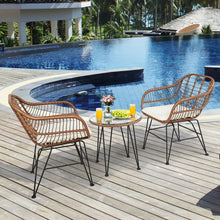 Load image into Gallery viewer, 3 Pcs Patio Rattan Bistro Set with Cushion-White