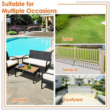 Load image into Gallery viewer, 4 Pcs Patio Rattan Furniture Set Sofa Chair Coffee Table with Cushion-White