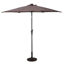 Load image into Gallery viewer, 9FT Patio Solar Umbrella LED Patio Market Steel Tilt W/ Crank Outdoor New-Tan