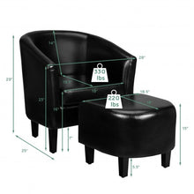 Load image into Gallery viewer, Modern Accent Tub Chair and Ottoman Set with Fabric Upholstered-Black