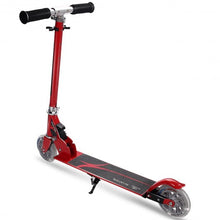 Load image into Gallery viewer, Folding Aluminum Kids Kick Scooter with LED Lights-Red